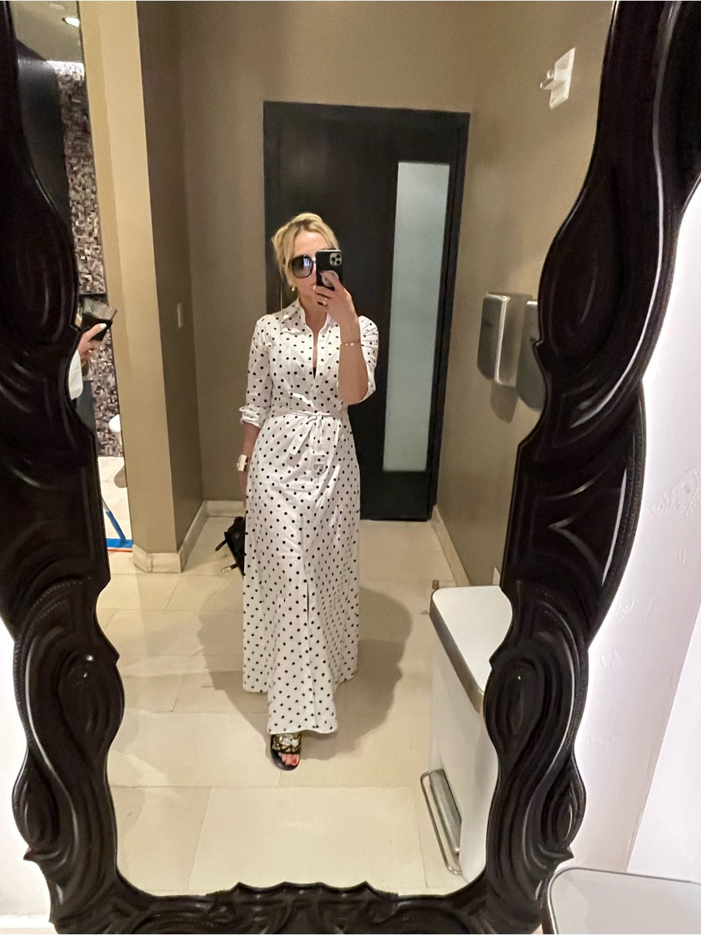 STAUD White Maxi Dress with Black Polka Dots sold out - Picture 2 of 9
